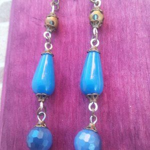 LIGHT BLUE HOWLITE GEMSTONE EARRINGS